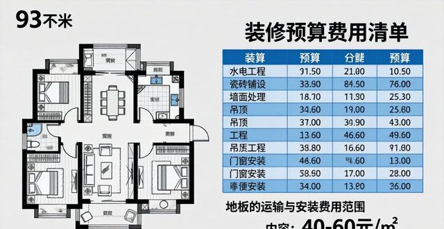 装修预算_免费报价计算器_93平方米房子装修预算