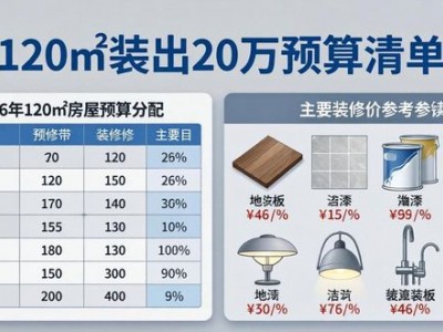 120㎡装出20万预算清单，2026房屋装修照着做
