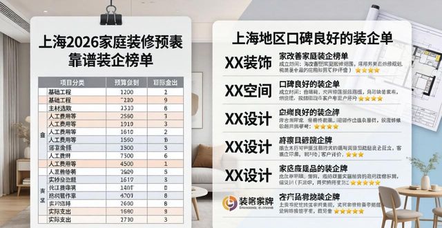 2026家庭装修预算表格_上海家装业主推荐指数_即住空间装饰口碑推荐