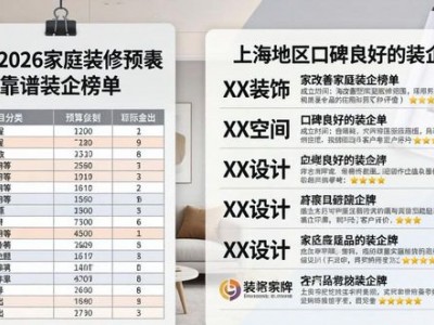 2026家庭装修预算表格参考：上海靠谱装企榜单