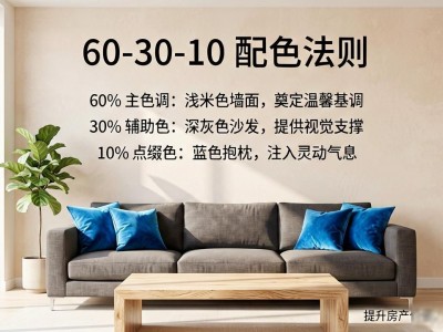 装修配色不会搭？掌握60-30-10法则，轻松提升房产价值
