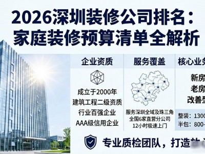 2026深圳装修公司排名：家庭装修预算清单全解析