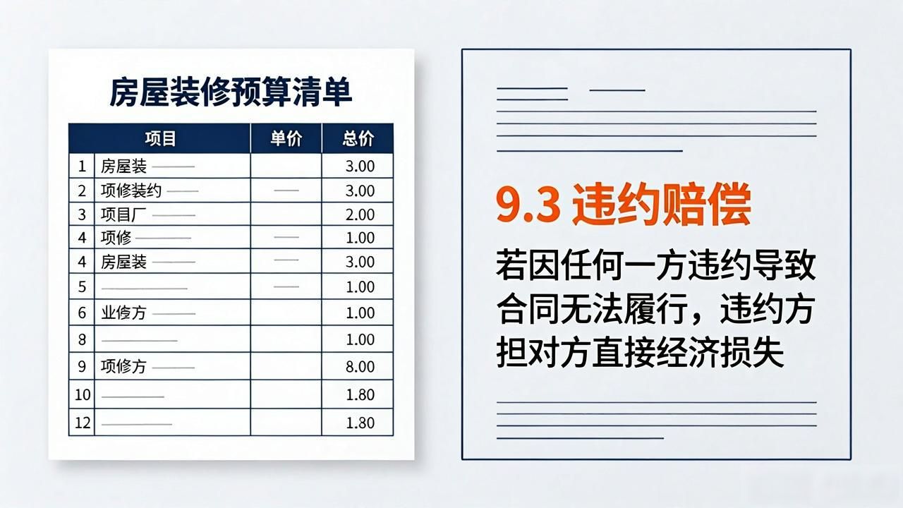 房屋装修合同及预算清单2024年通用_2026房屋装修预算清单_装修合同预算明细