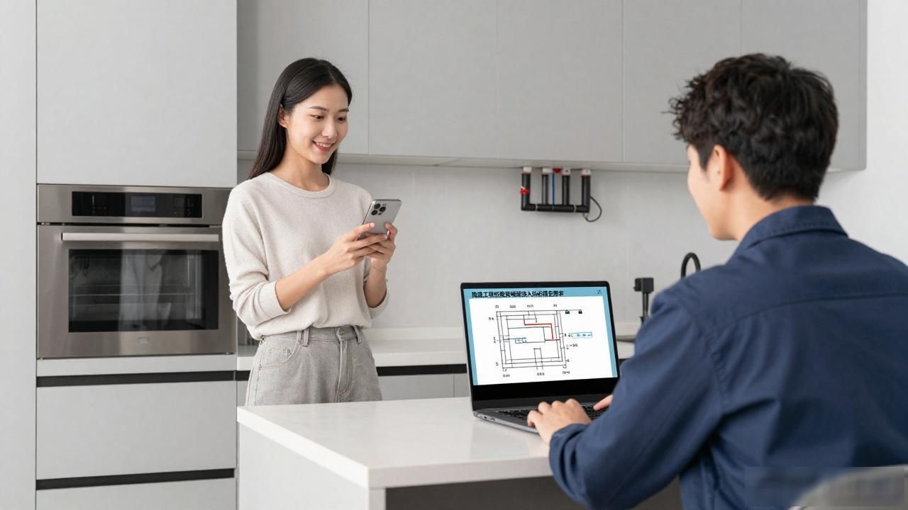 装修完工实景回访_回访案例分享_后现代装修风格厨房