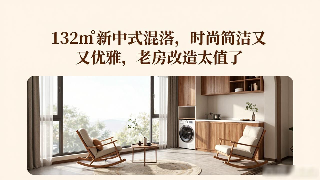 老房改造新中式设计_132㎡新中式装修案例_时尚中式装修风格混搭