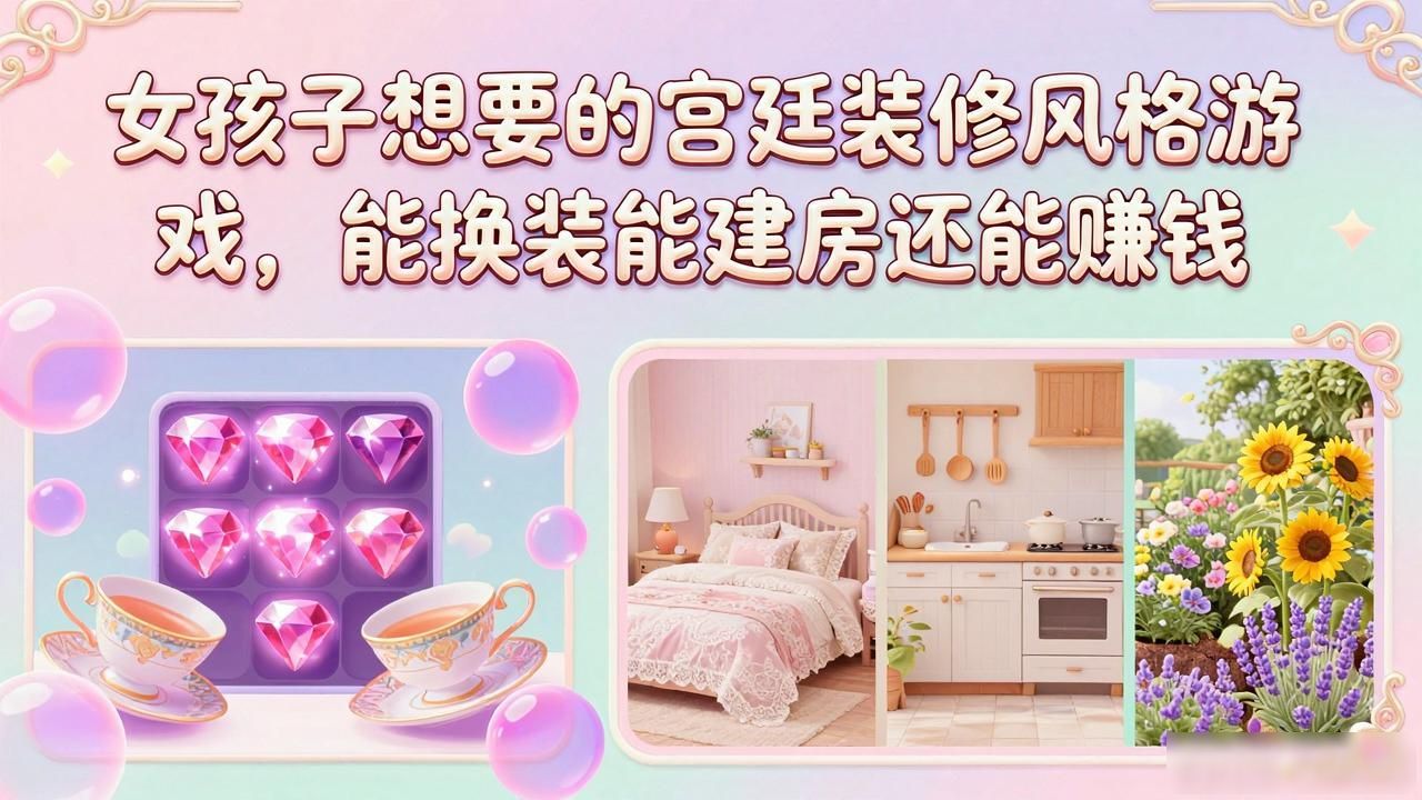 换装打扮 装扮房间 经营养成_女孩子的宫廷装修风格_合成消除 餐厅建造 剧情解谜