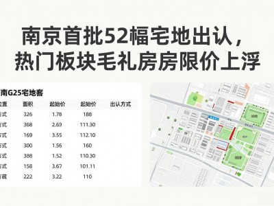 南京首批52幅宅地出让，热门板块毛坯房限价上浮
