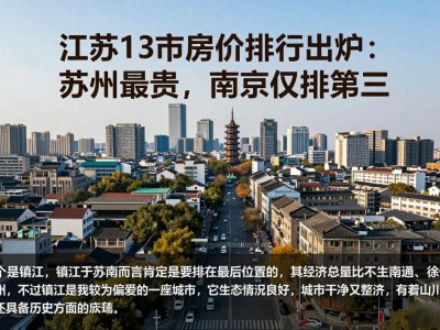 江苏13市房价排行出炉：苏州最贵，南京仅排第三