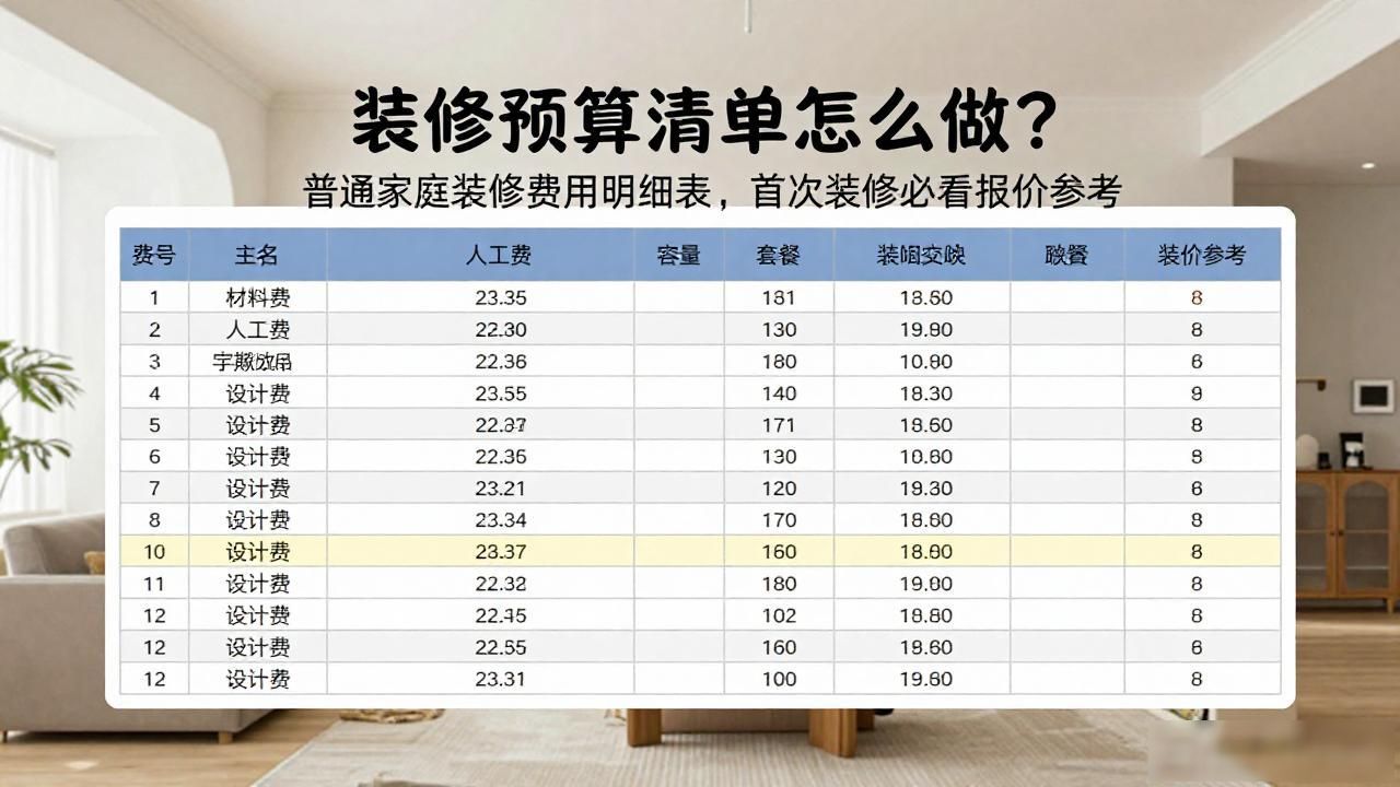装修费用开支规划_家庭装修预算表_装修预算清单