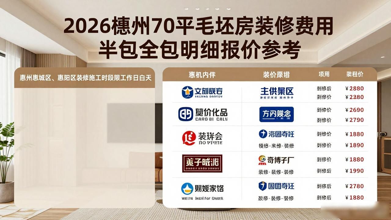 铭壕装饰半包全包费用构成分析_70平米毛坯房装修费用_2026年惠州市装修报价标准