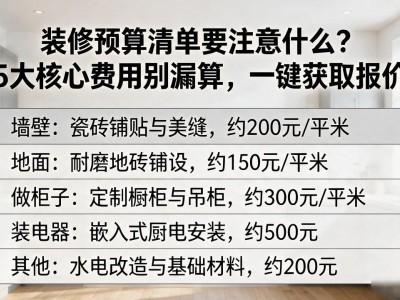 装修预算清单要注意什么？5大核心费用别漏算，一键获取报价