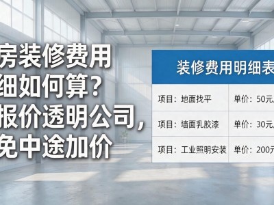 厂房装修费用明细如何算？选报价透明公司，避免中途加价