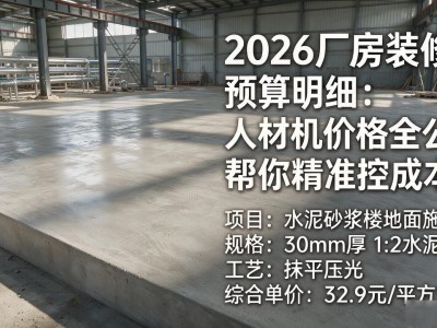 2026厂房装修预算明细：人材机价格全公开，帮你精准控成本