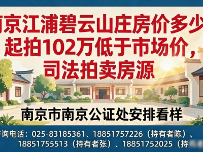 南京江浦碧云山庄房价多少？起拍102万低于市场价，司法拍卖房源